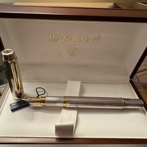 🚨SOLD🚨WATERMAN Paris Le Man 100 Sterling Silver Fountain Pen 18k Nib-EUC